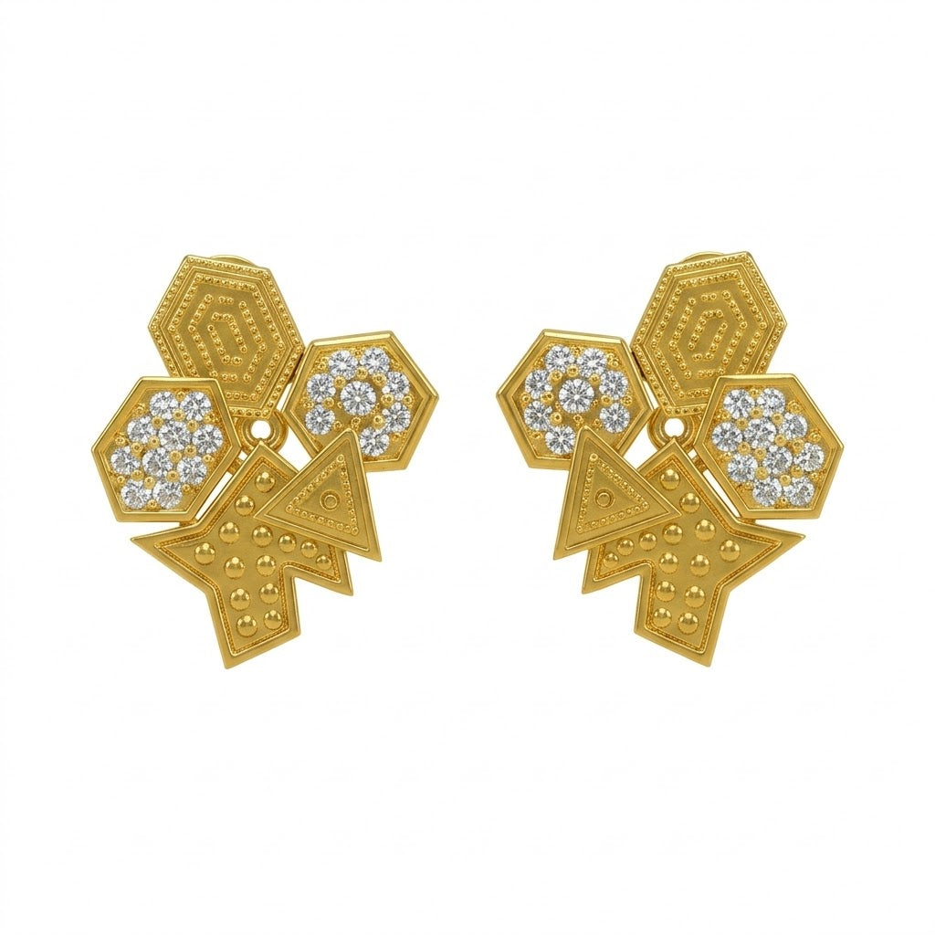 Modern Hexagon Bloom Earring