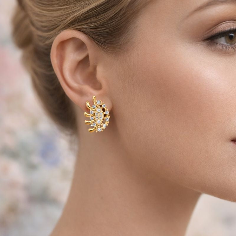 Floral Radiance Diamond Gold Earrings