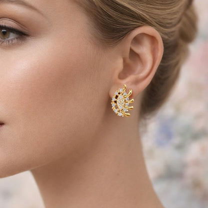 Floral Radiance Diamond Gold Earrings
