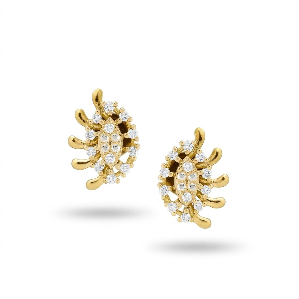 Floral Radiance Diamond Gold Earrings