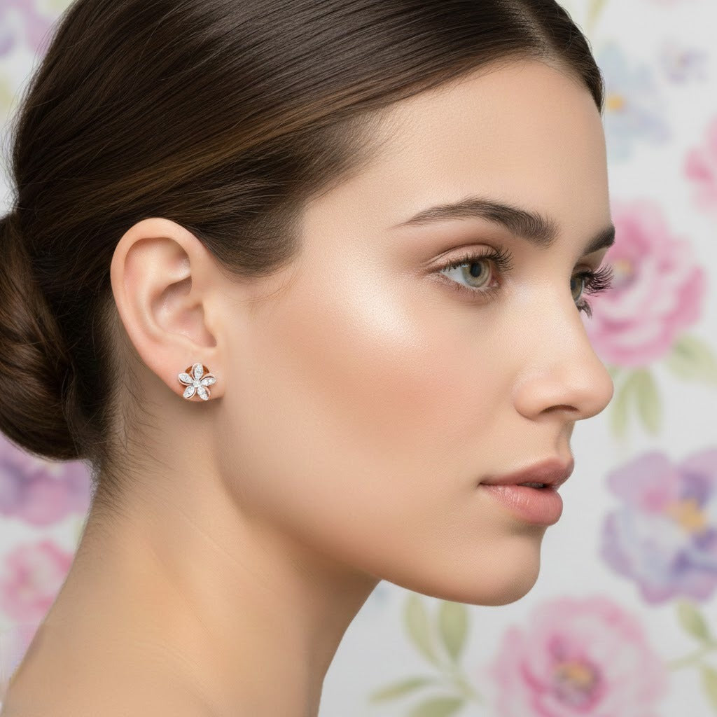 Petal Diamond Stud Earrings