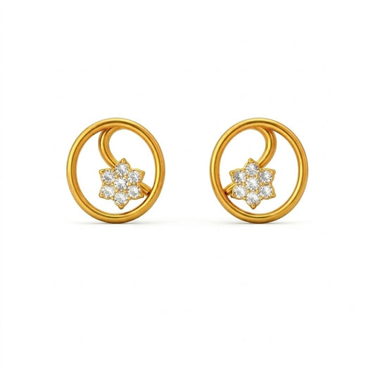 Crescent Floral Star Earring