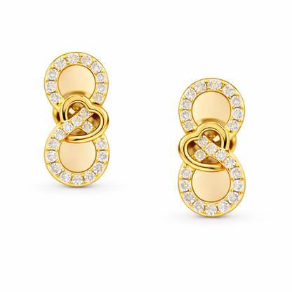 9K Yellow Gold Interlocking Oval Diamond Earrings by TTJ Jewellery