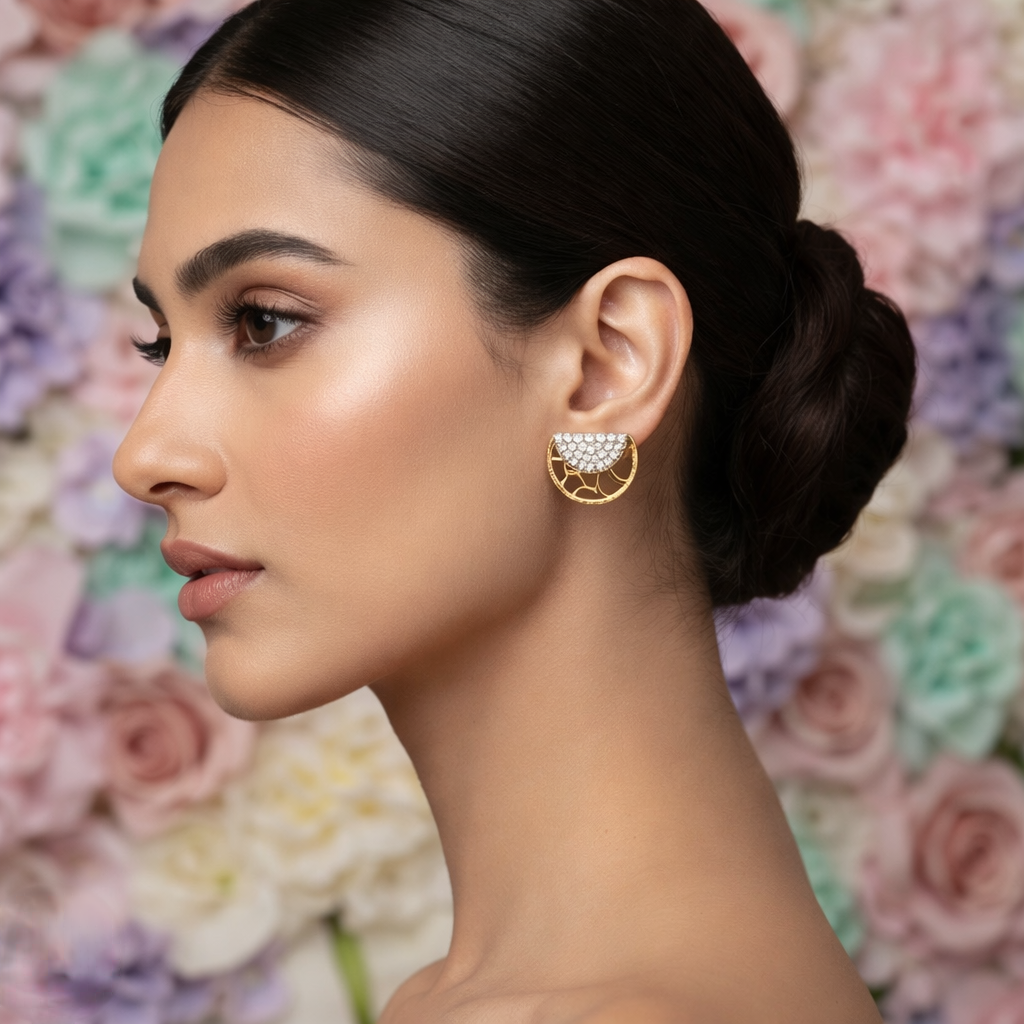 Diamond Half-Moon Earring