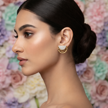 Diamond Half-Moon Earring