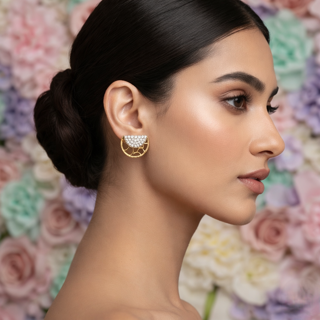 Diamond Half-Moon Earring