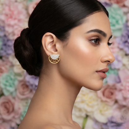 Diamond Half-Moon Earring