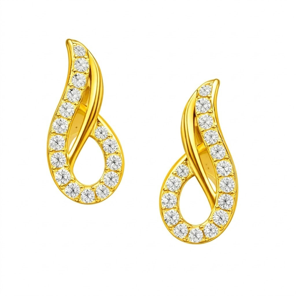 Gold Infinity Diamond Stud Earring