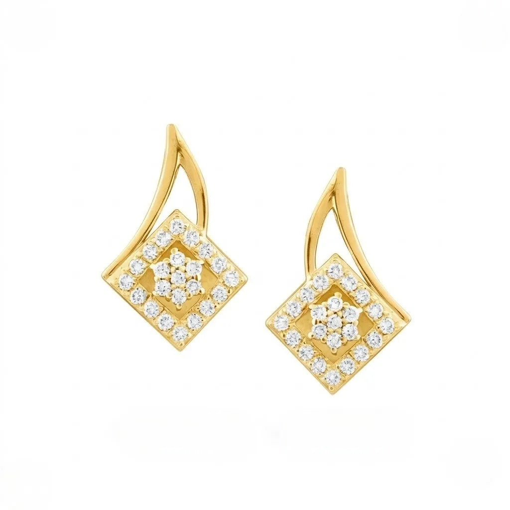 9K Yellow Gold Diamond Earrings for Women by TTJ Jewellery