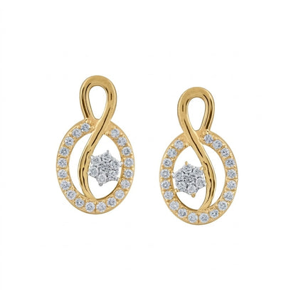 Elegant Loop Drop Diamond Gold Earrings