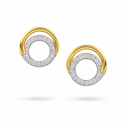 Dual Circle Harmony Diamond Gold Earrings