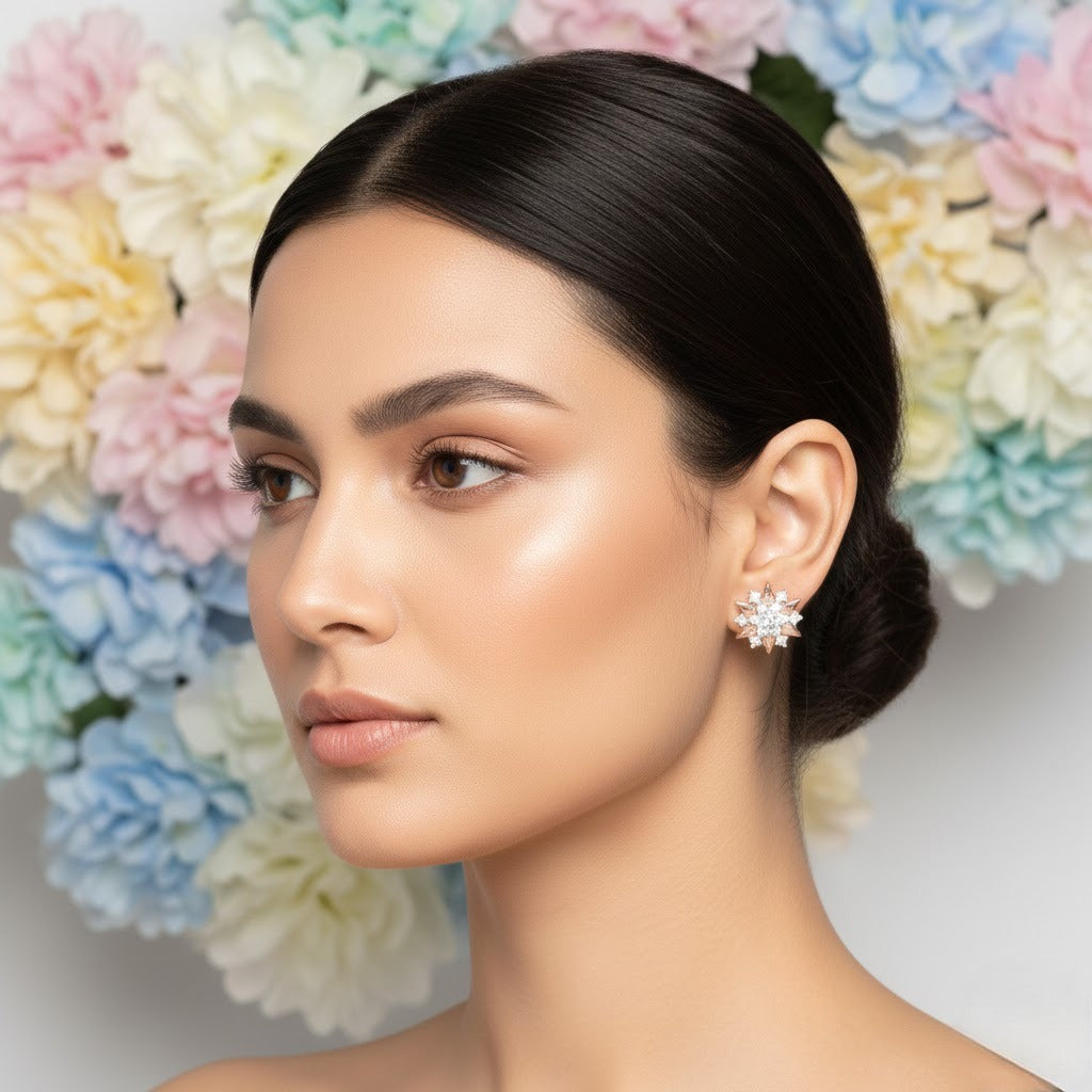 Radiant Floral Sparkle Diamond Earrings