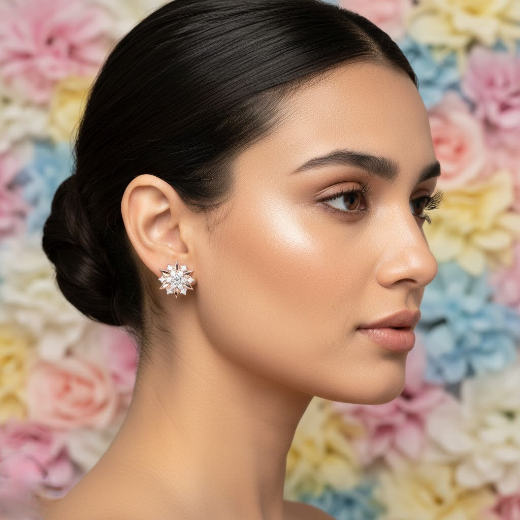 Radiant Floral Sparkle Diamond Earrings