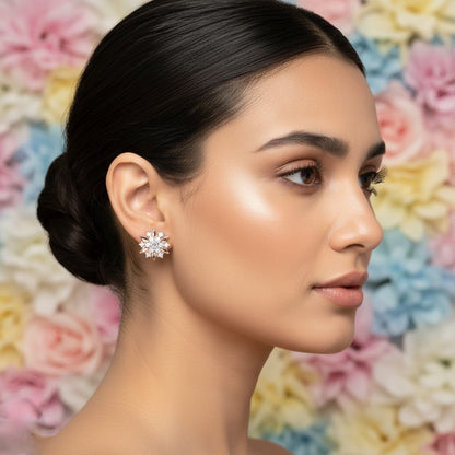Radiant Floral Sparkle Diamond Earrings