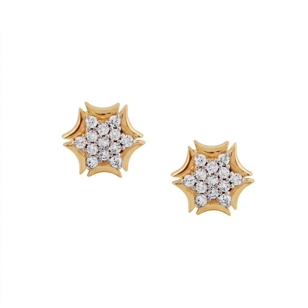 Sunburst Diamond Gold Earrings