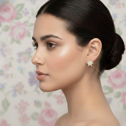 Gold Starburst Diamond Earring