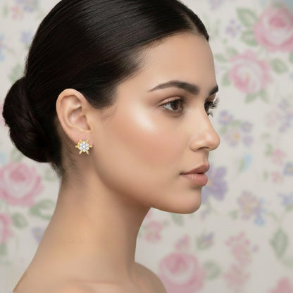Gold Starburst Diamond Earring