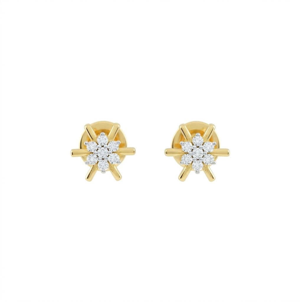 Gold Starburst Diamond Earring