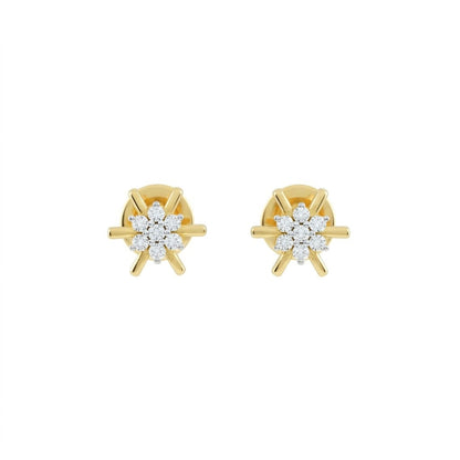 Gold Starburst Diamond Earring