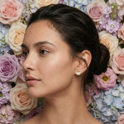 Swan Diamond Gold Earrings