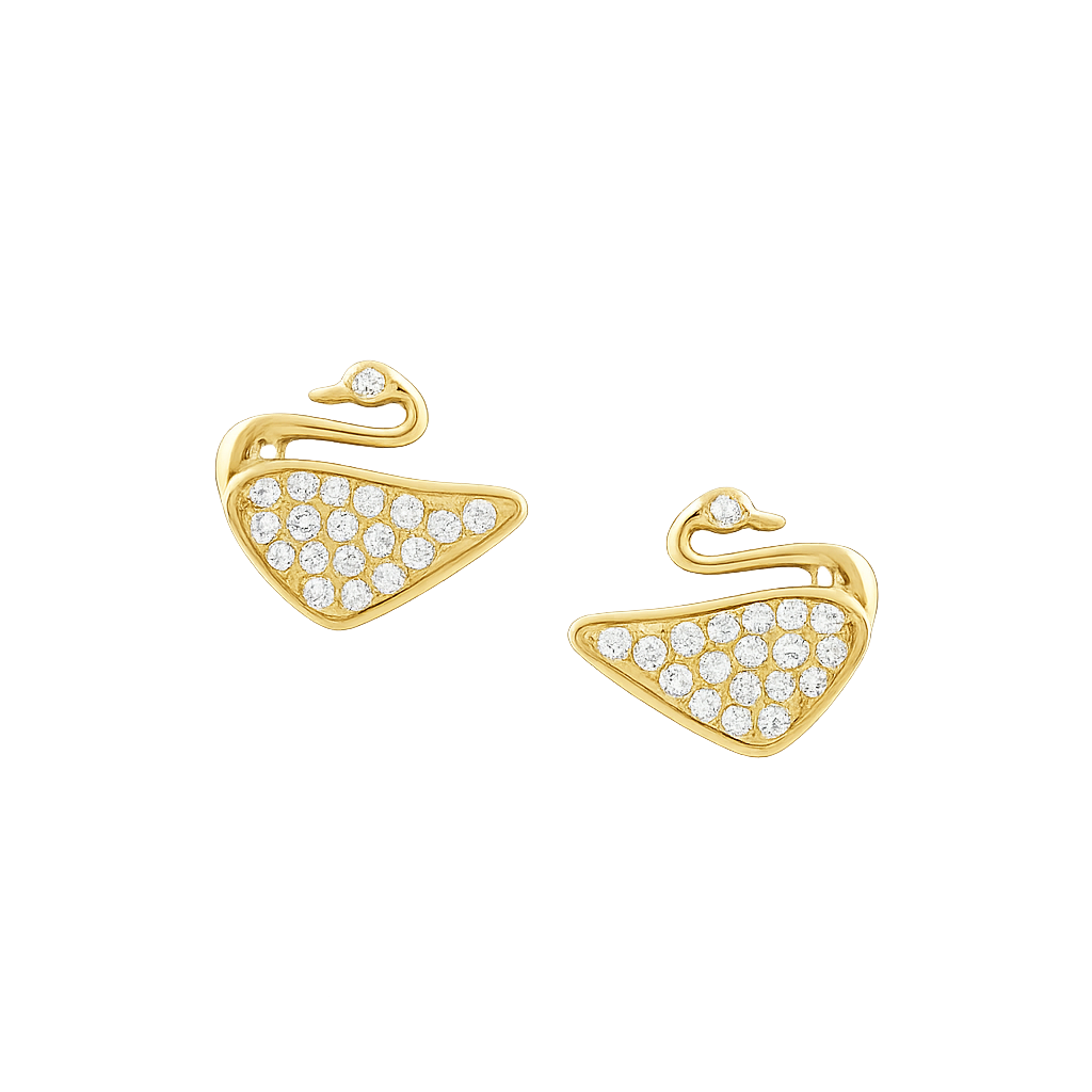 Swan Diamond Gold Earrings