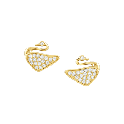 Swan Diamond Gold Earrings