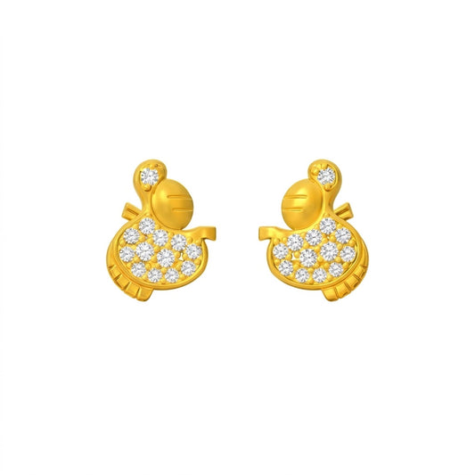 9K Yellow Gold Duckling Diamond Earrings for Women by TTJ Jewellery