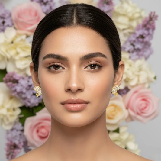 Dolphin Diamond Gold Earrings