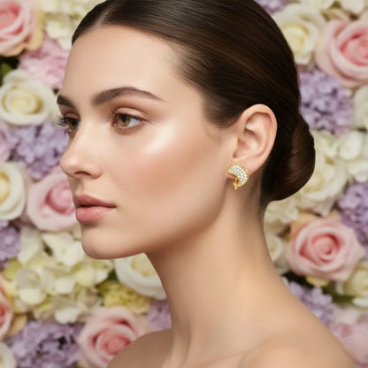 Dolphin Diamond Gold Earrings