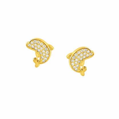 Dolphin Diamond Gold Earrings