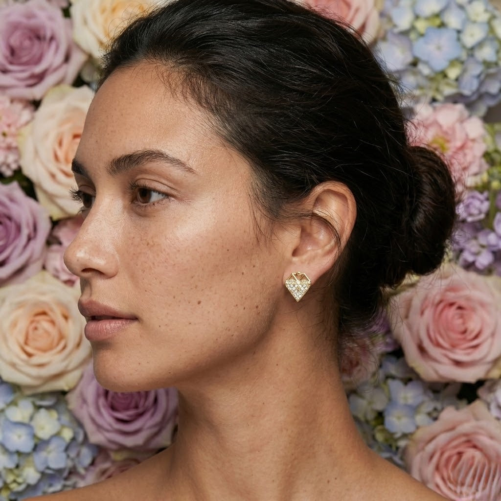 Diamond Shape Pattern Gold Earrings