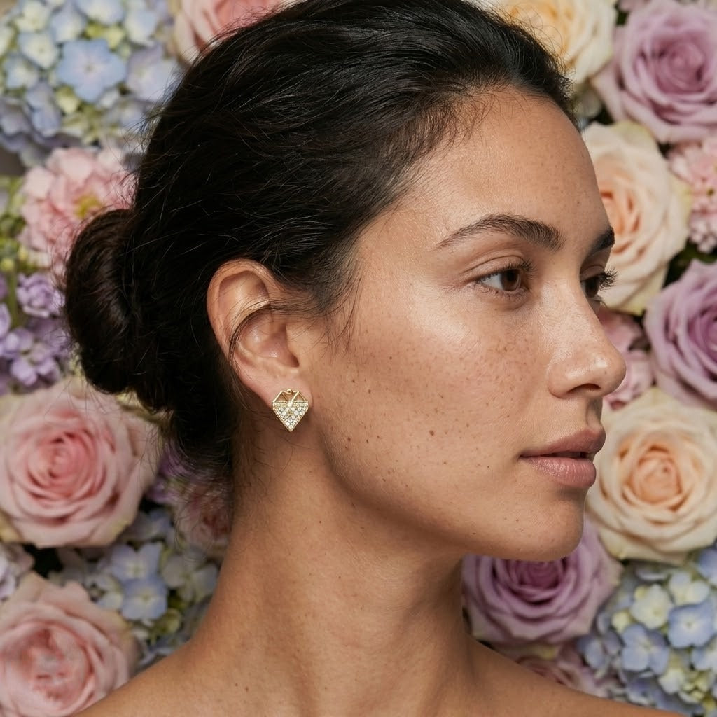 Diamond Shape Pattern Gold Earrings