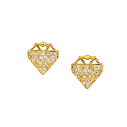 Diamond Shape Pattern Gold Earrings