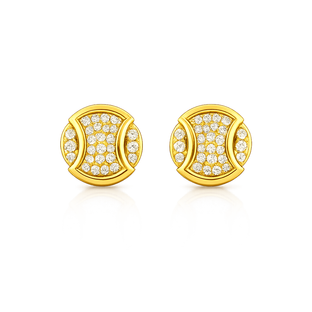 Dual Crescent Diamond Gold Earrings
