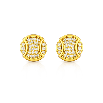 Dual Crescent Diamond Gold Earrings
