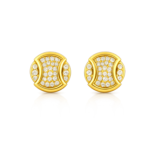 Dual Crescent Diamond Gold Earrings