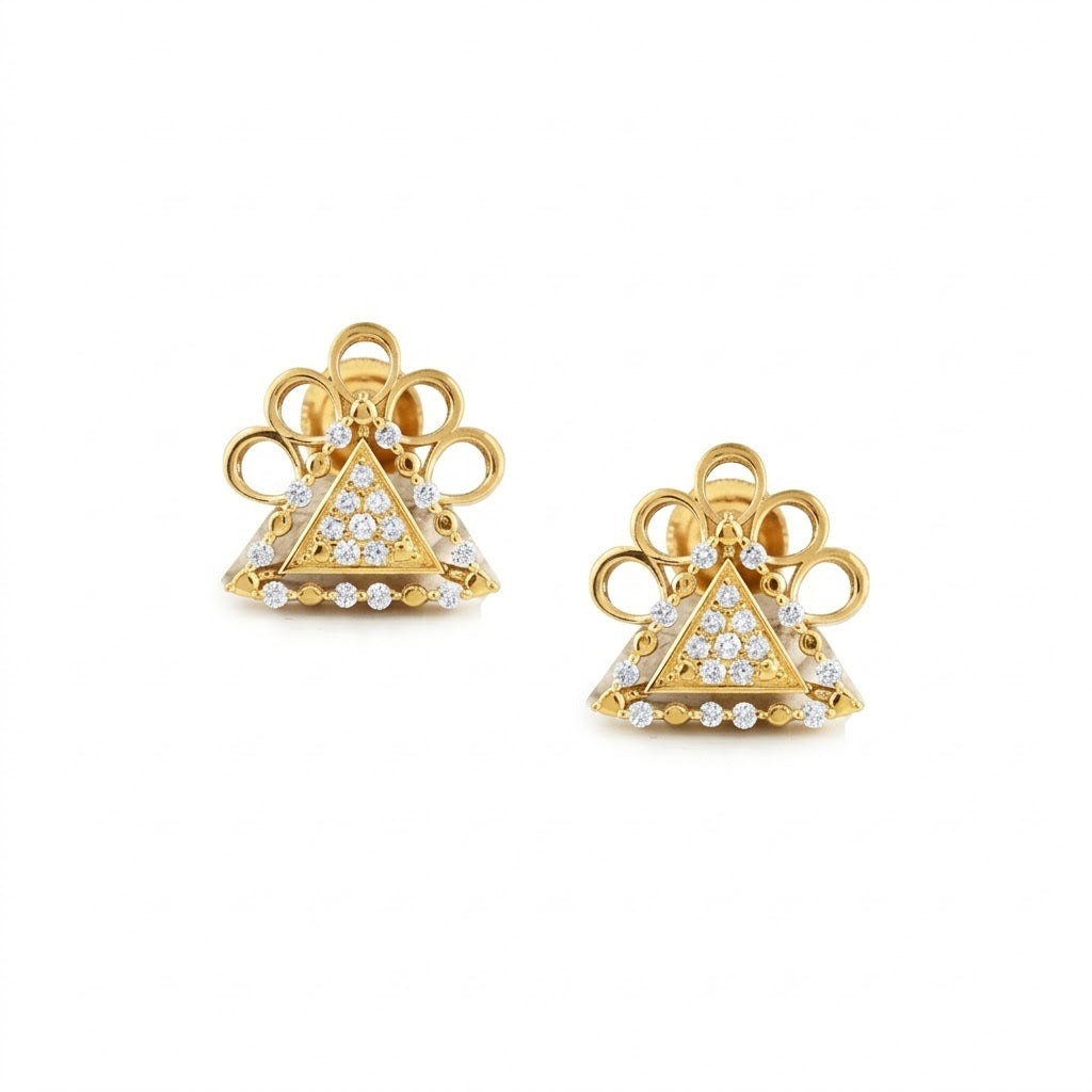 Temple-Inspired Triangle Diamond Gold Earrings