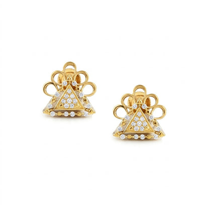 Temple-Inspired Triangle Diamond Gold Earrings