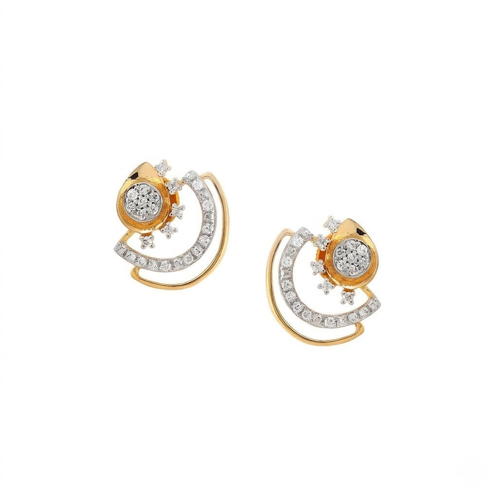 Swirl Bloom Diamond Gold Earrings