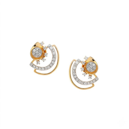Swirl Bloom Diamond Gold Earrings