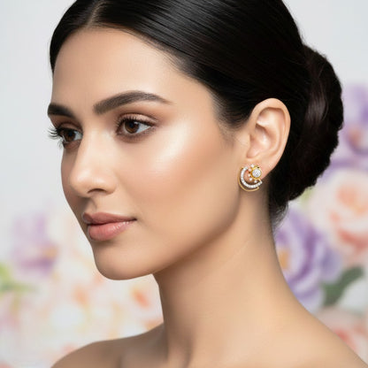 Swirl Bloom Diamond Gold Earrings