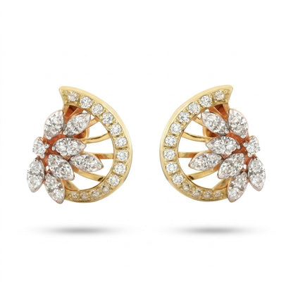 Mango Motif Diamond Gold Earrings