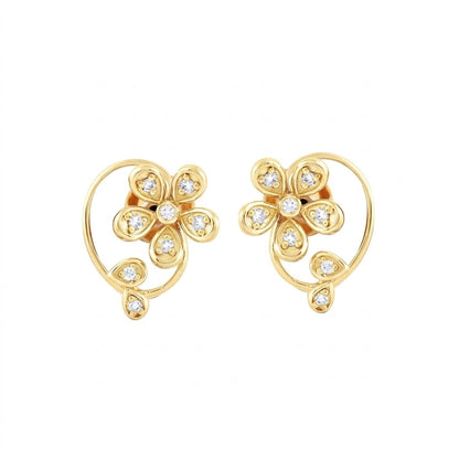 Floral Swirl Grace Diamond Gold Earrings