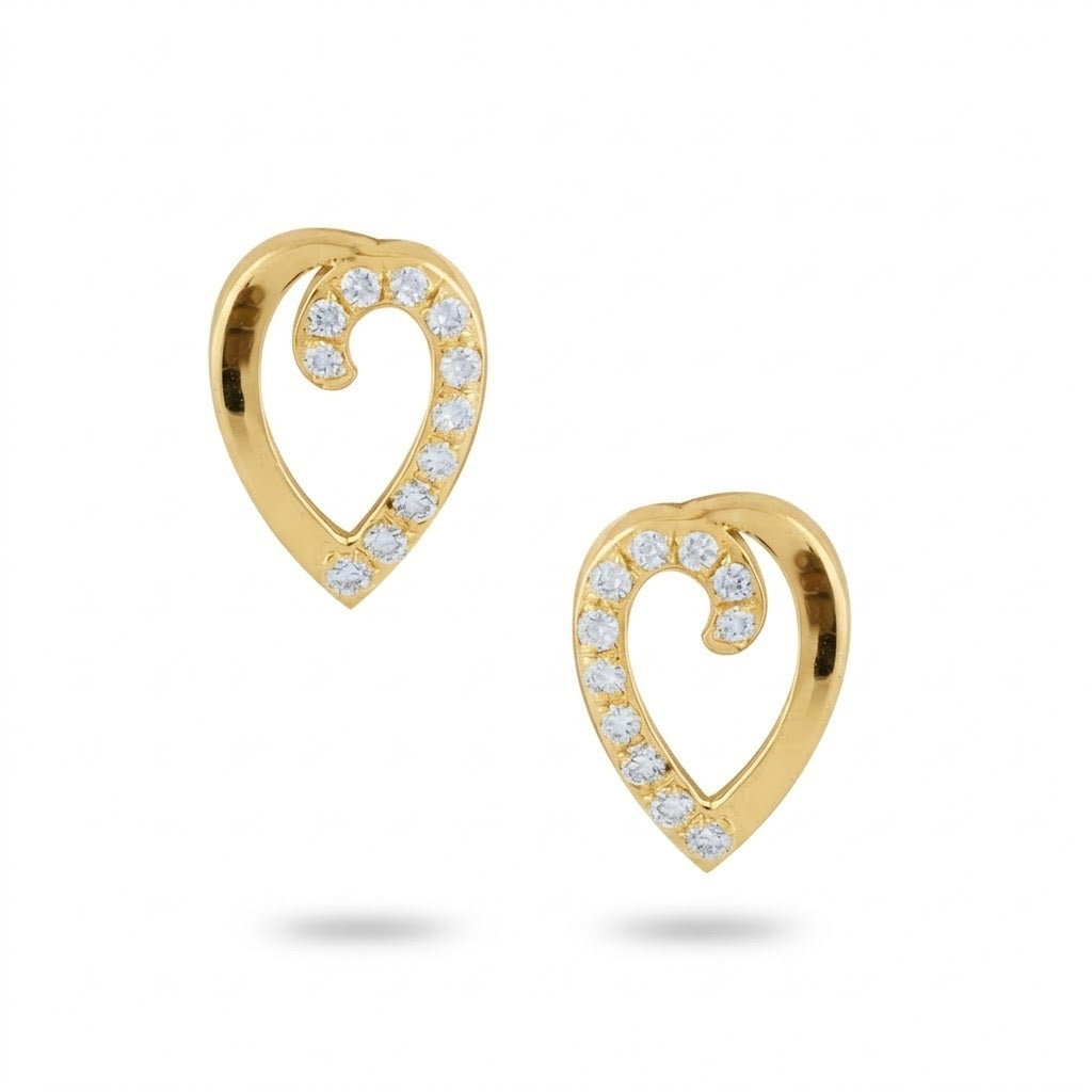 Elegant Swirl Motif Diamond Gold Earrings