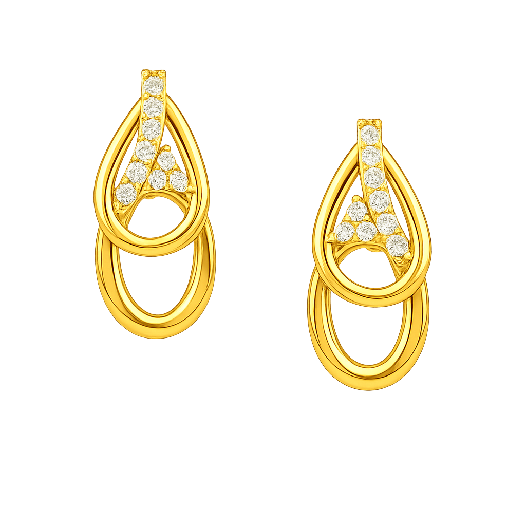 Teardrop Loop Elegance Diamond Gold Earrings