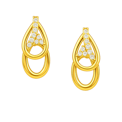 Teardrop Loop Elegance Diamond Gold Earrings