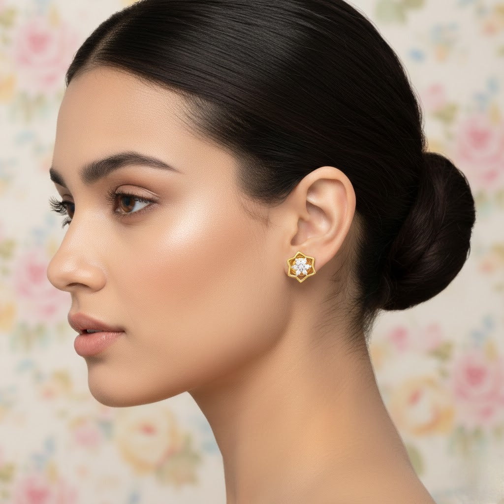 Star Bloom Diamond Gold Earrings