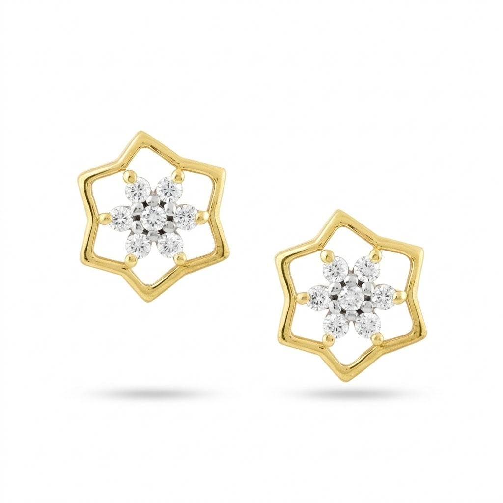 Star Bloom Diamond Gold Earrings