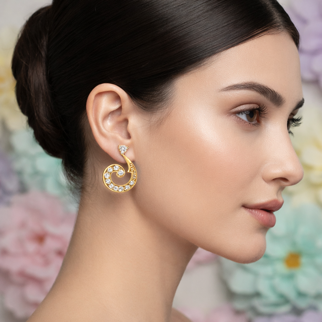 Swirl Drop Diamond Earring