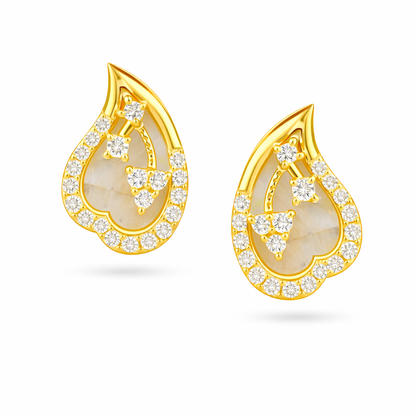 Artistic Heart Layer Diamond Gold Earrings